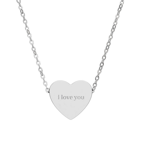 Engraved Heart Necklace — "I Love You" Pendant