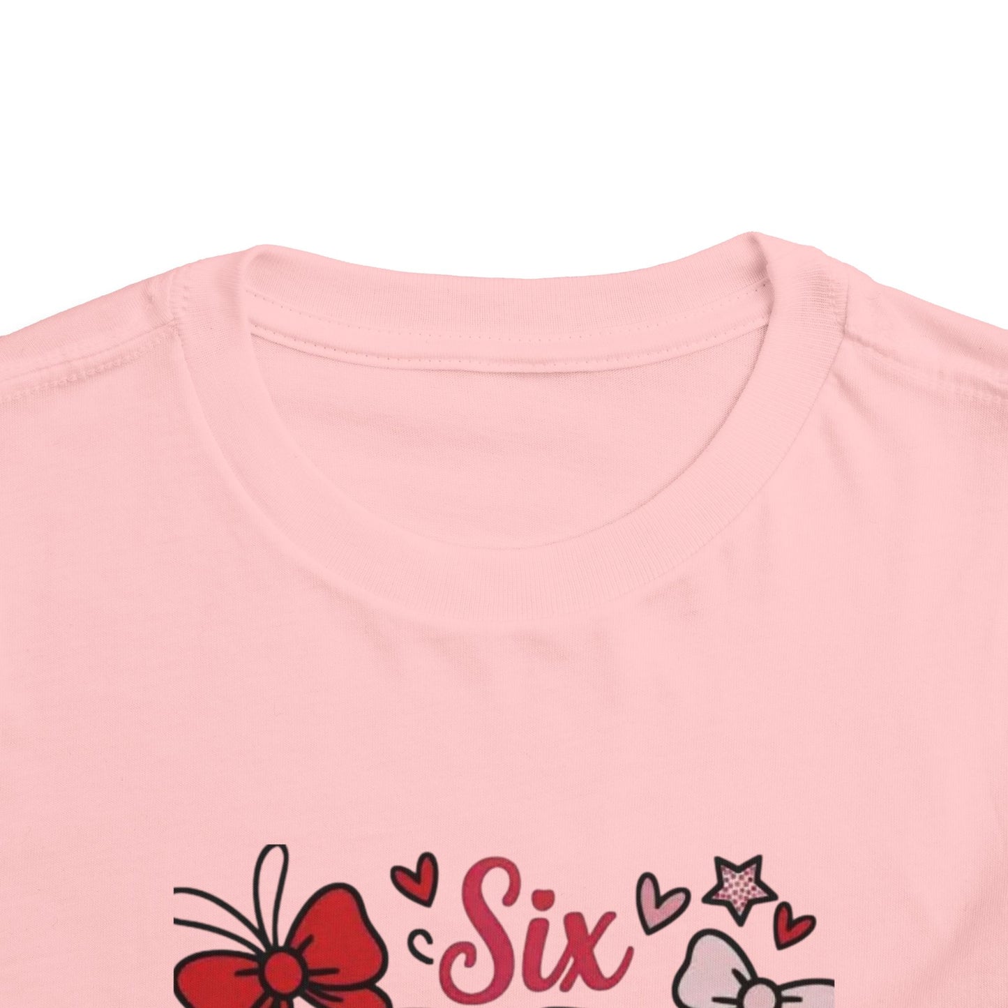 Girls' 'Six 67 Seven' Birthday Toddler Tee — Pink Bow 6th Birthday Shirt