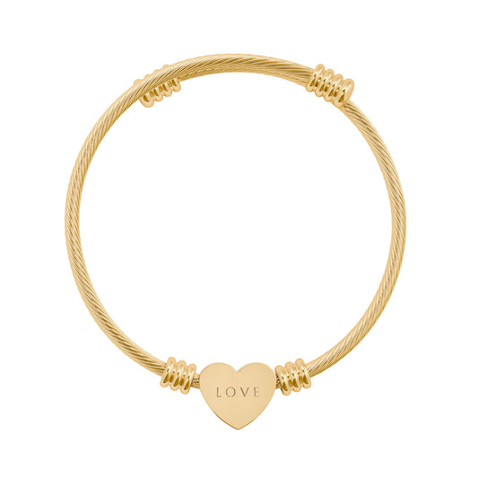 Engravable Heart Cuff Bracelet — Personalized Stainless Steel Bangle