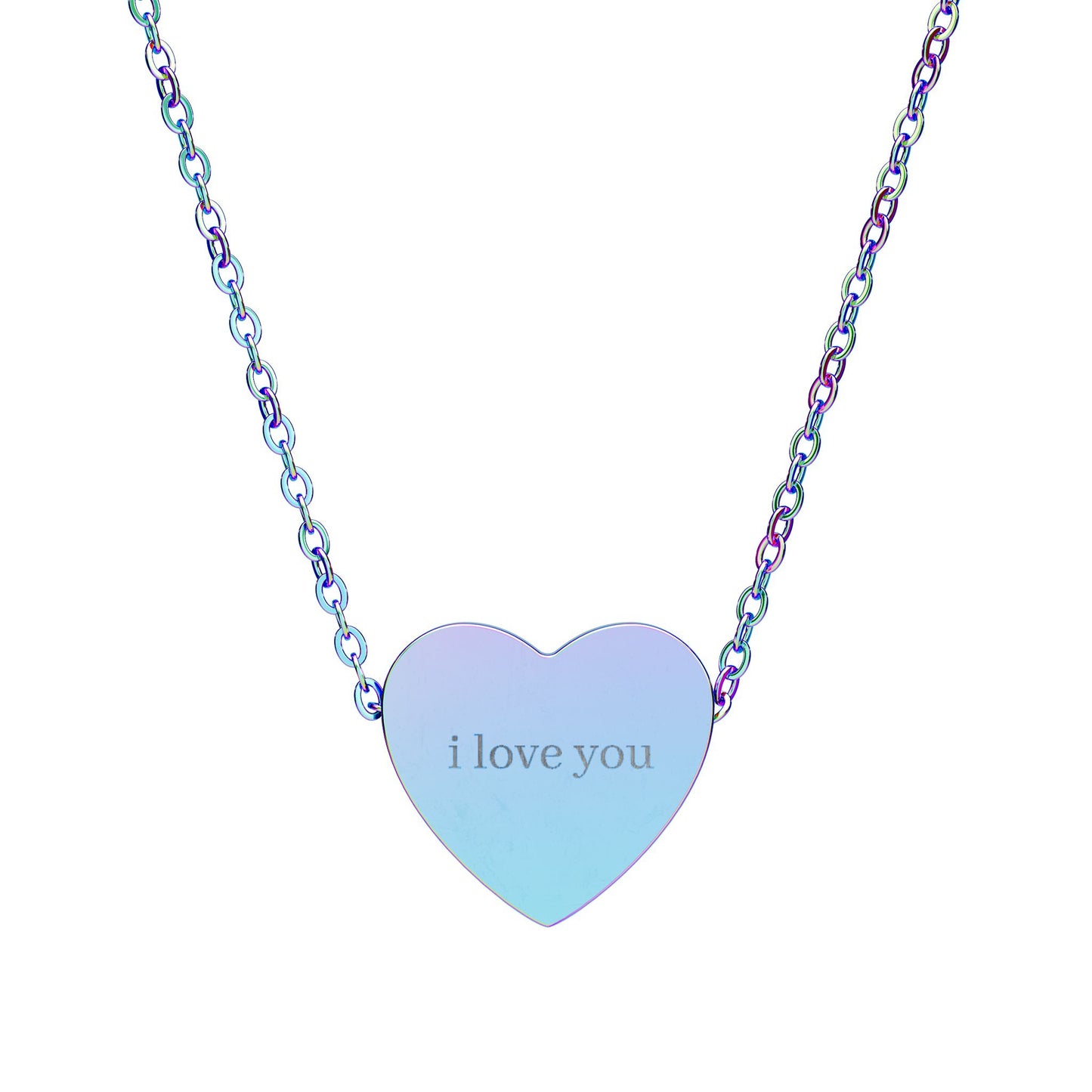 Engraved Heart Necklace — "I Love You" Pendant