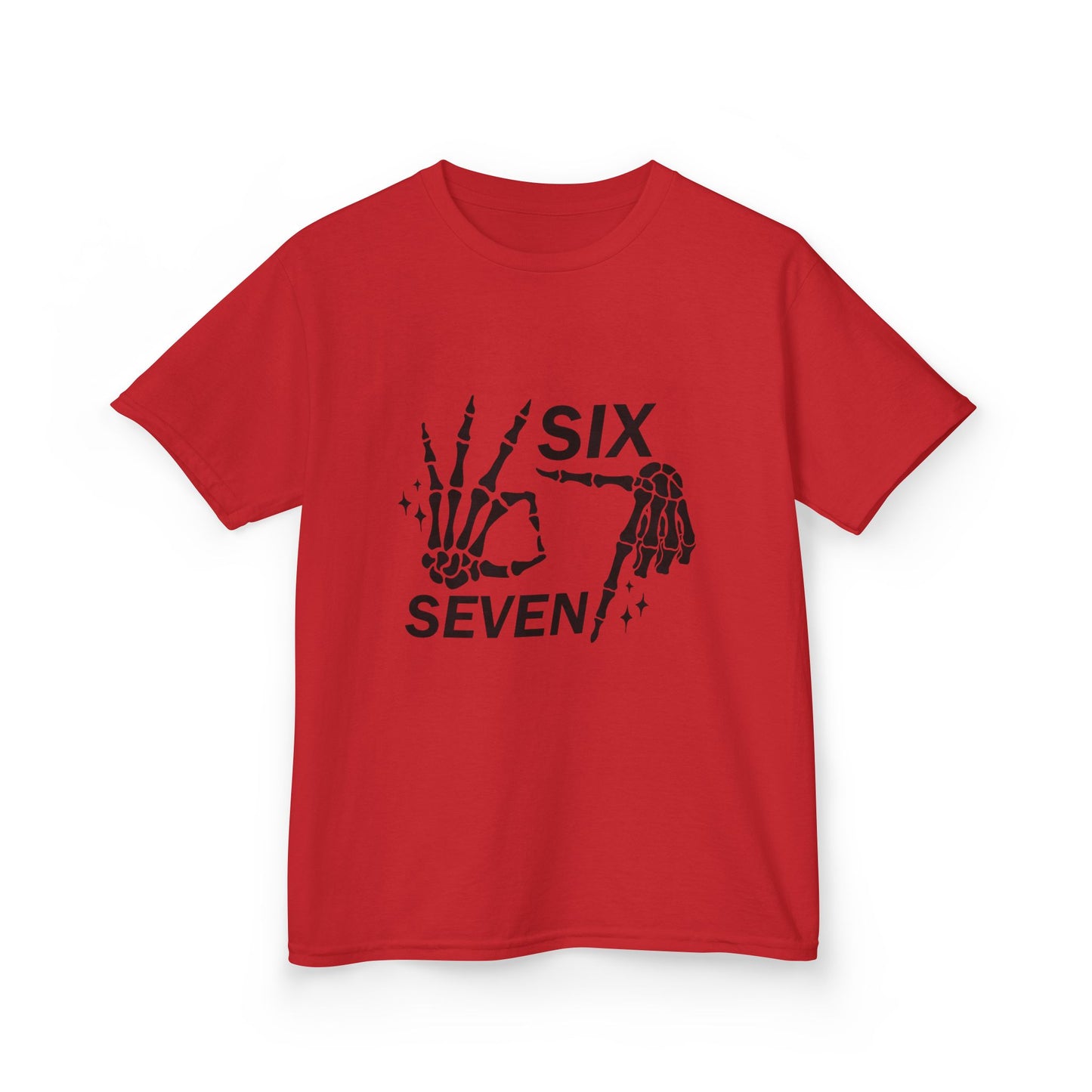 Kids Tee — 'Six Seven' Skeleton Hand Graphic Kids T‑Shirt (Skull Halloween Shirt)