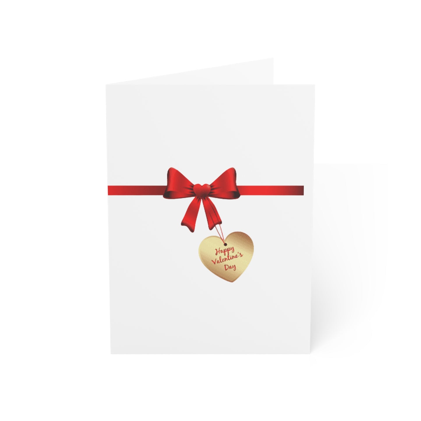 Valentine’s Ribbon Heart Greeting Card — Pack of 1/10/30/50