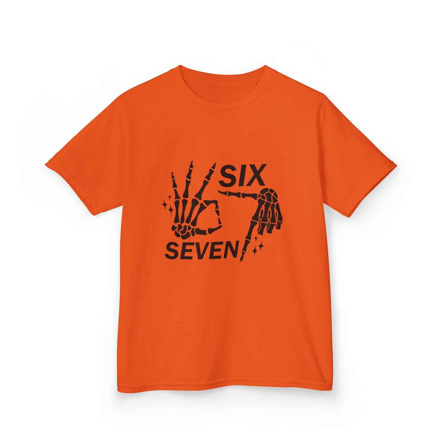 Kids Tee — 'Six Seven' Skeleton Hand Graphic Kids T‑Shirt (Skull Halloween Shirt)