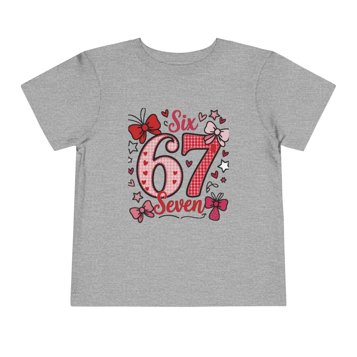 Girls' 'Six 67 Seven' Birthday Toddler Tee — Pink Bow 6th Birthday Shirt