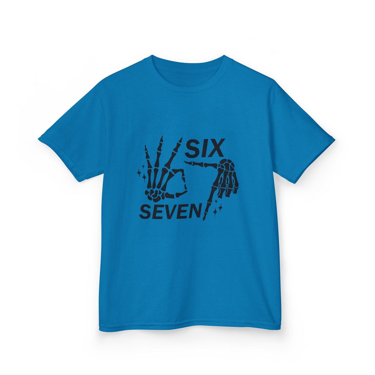 Kids Tee — 'Six Seven' Skeleton Hand Graphic Kids T‑Shirt (Skull Halloween Shirt)