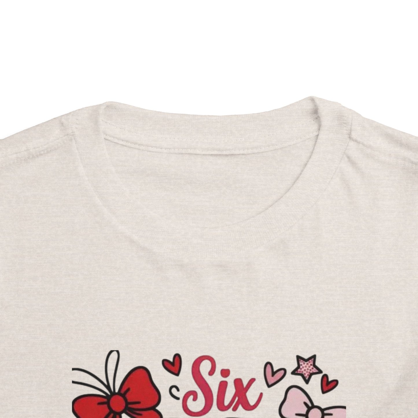 Girls' 'Six 67 Seven' Birthday Toddler Tee — Pink Bow 6th Birthday Shirt