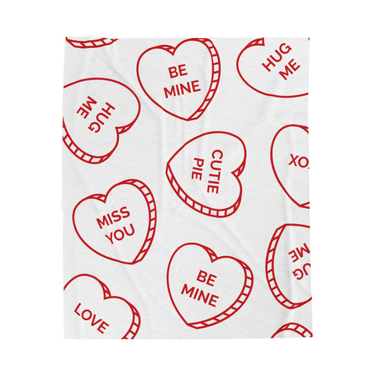 Valentine Conversation Hearts Velveteen Plush Blanket