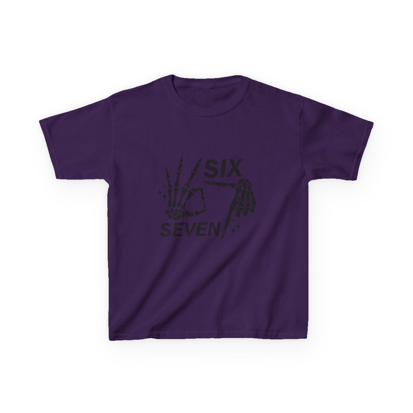 Kids Tee — 'Six Seven' Skeleton Hand Graphic Kids T‑Shirt (Skull Halloween Shirt)