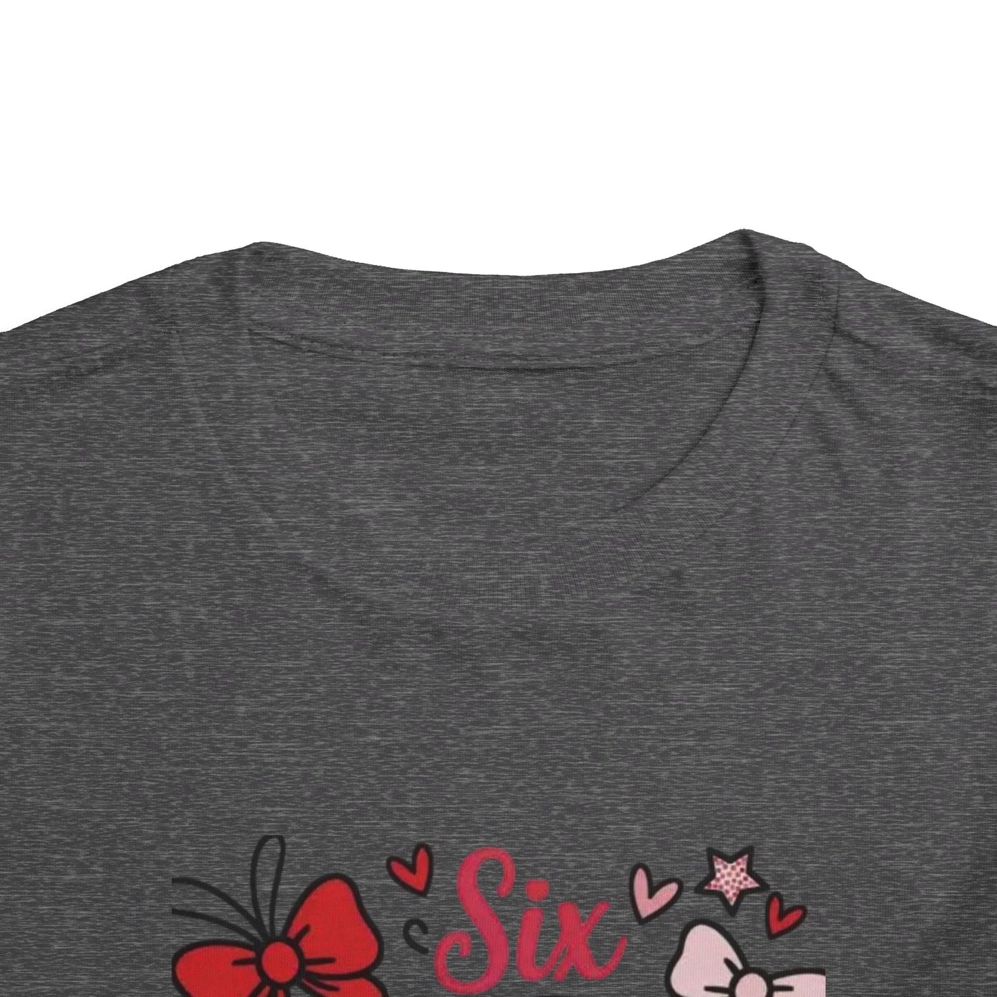 Girls' 'Six 67 Seven' Birthday Toddler Tee — Pink Bow 6th Birthday Shirt