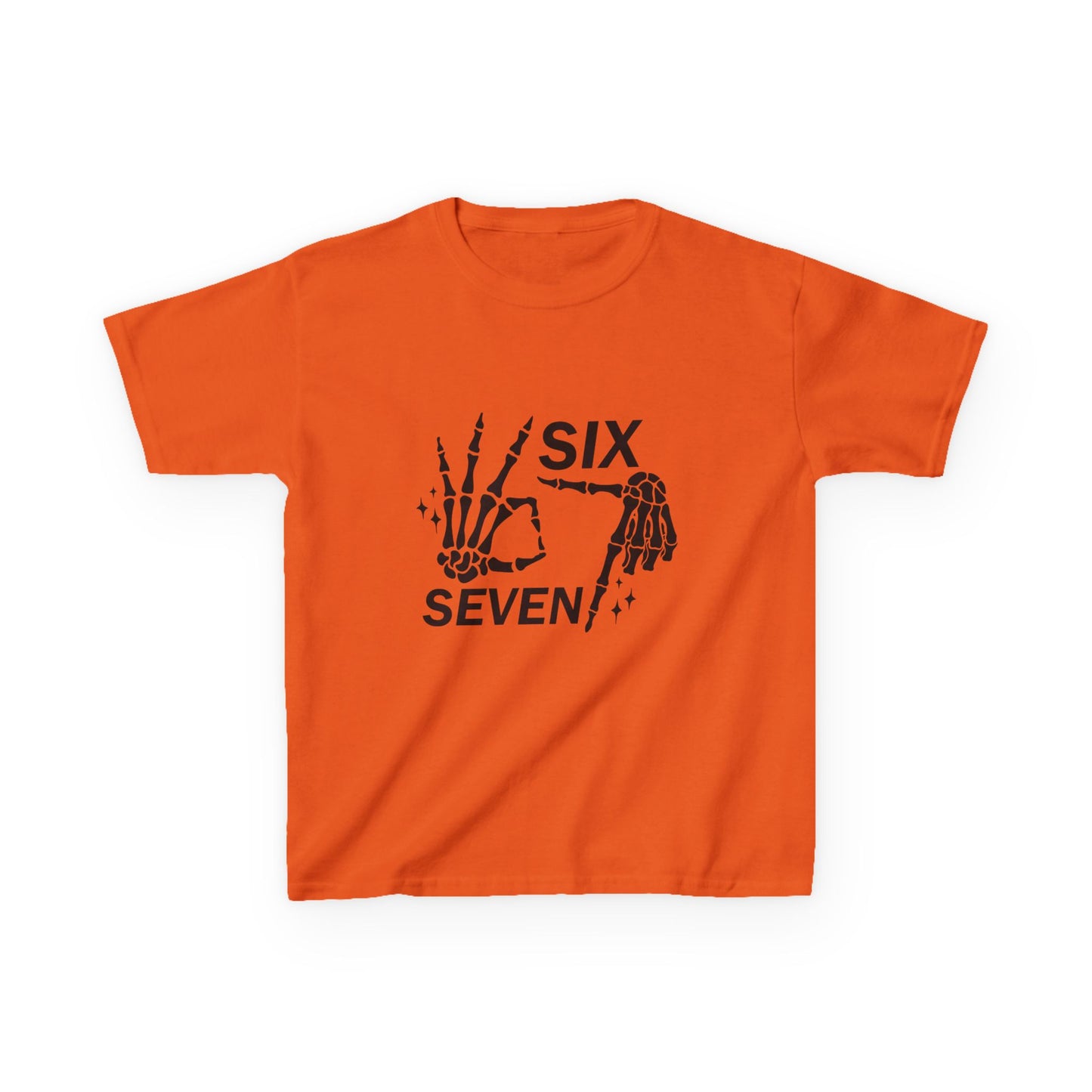 Kids Tee — 'Six Seven' Skeleton Hand Graphic Kids T‑Shirt (Skull Halloween Shirt)