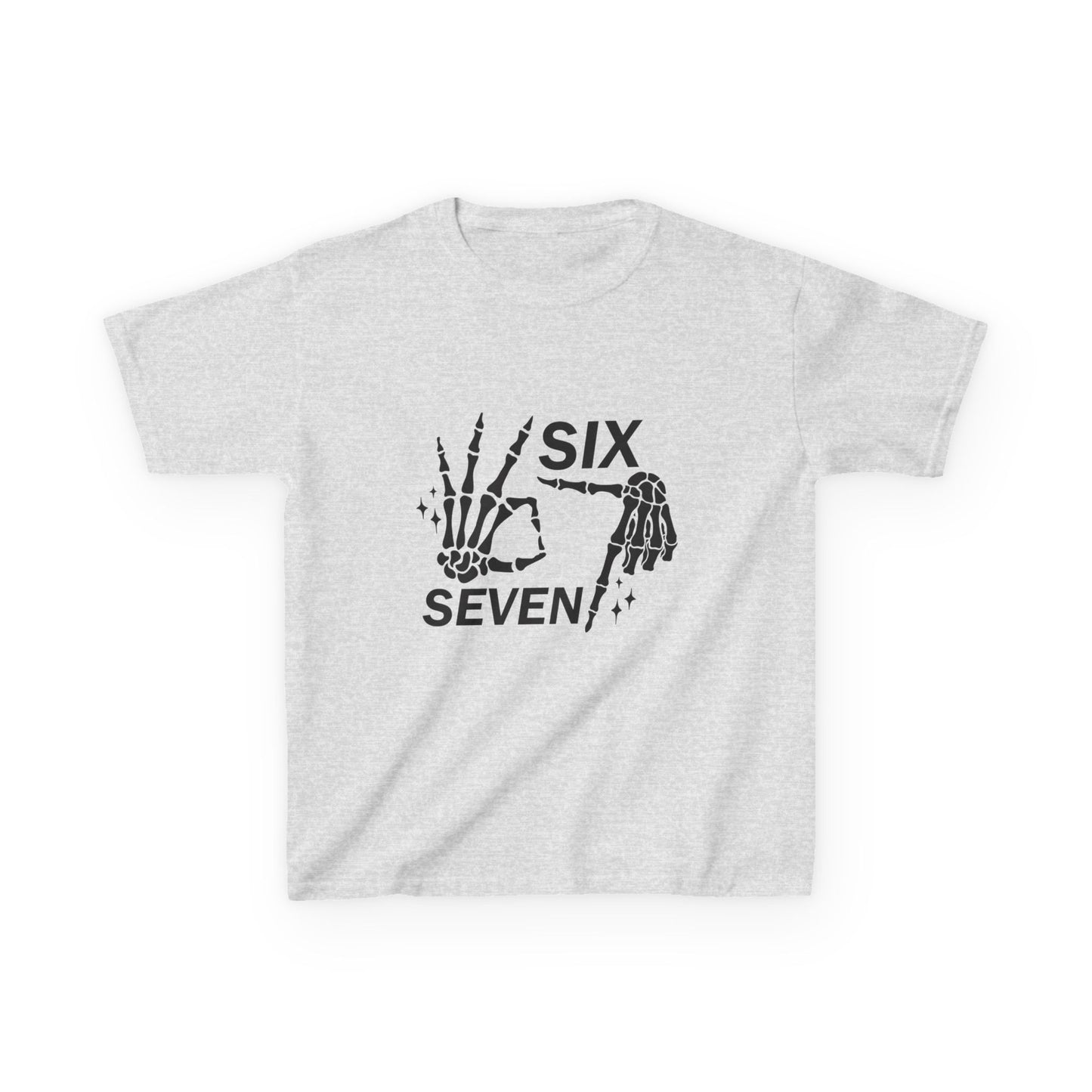 Kids Tee — 'Six Seven' Skeleton Hand Graphic Kids T‑Shirt (Skull Halloween Shirt)
