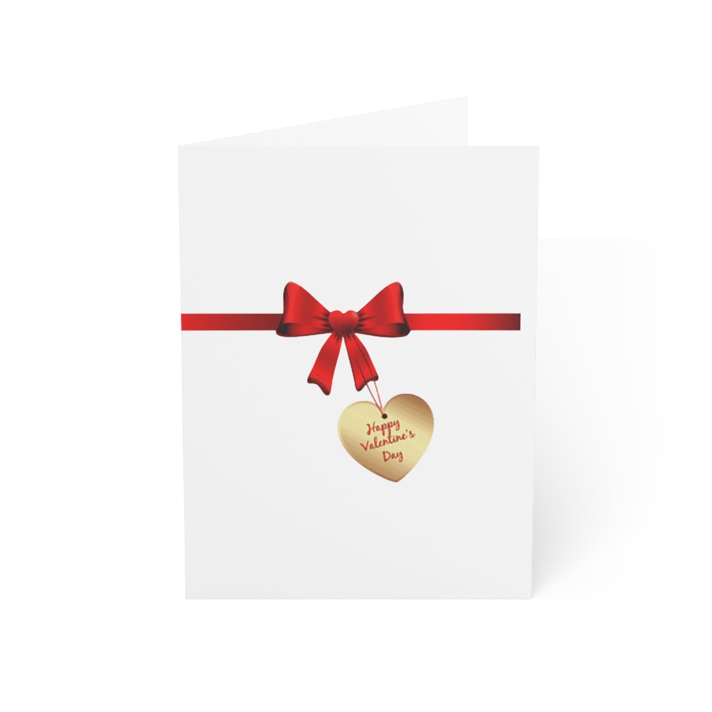Valentine’s Ribbon Heart Greeting Card — Pack of 1/10/30/50