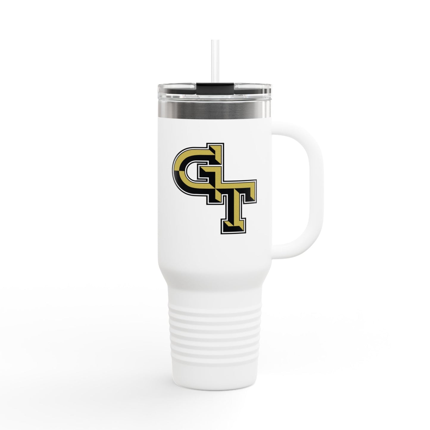 Lamesa Golden Tornadoes Yellow Monogram 40oz Insulated Travel Mug – Large Stainless Tumbler with Straw