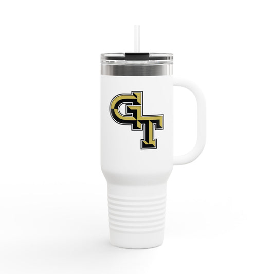 Lamesa Golden Tornadoes Yellow Monogram 40oz Insulated Travel Mug – Large Stainless Tumbler with Straw