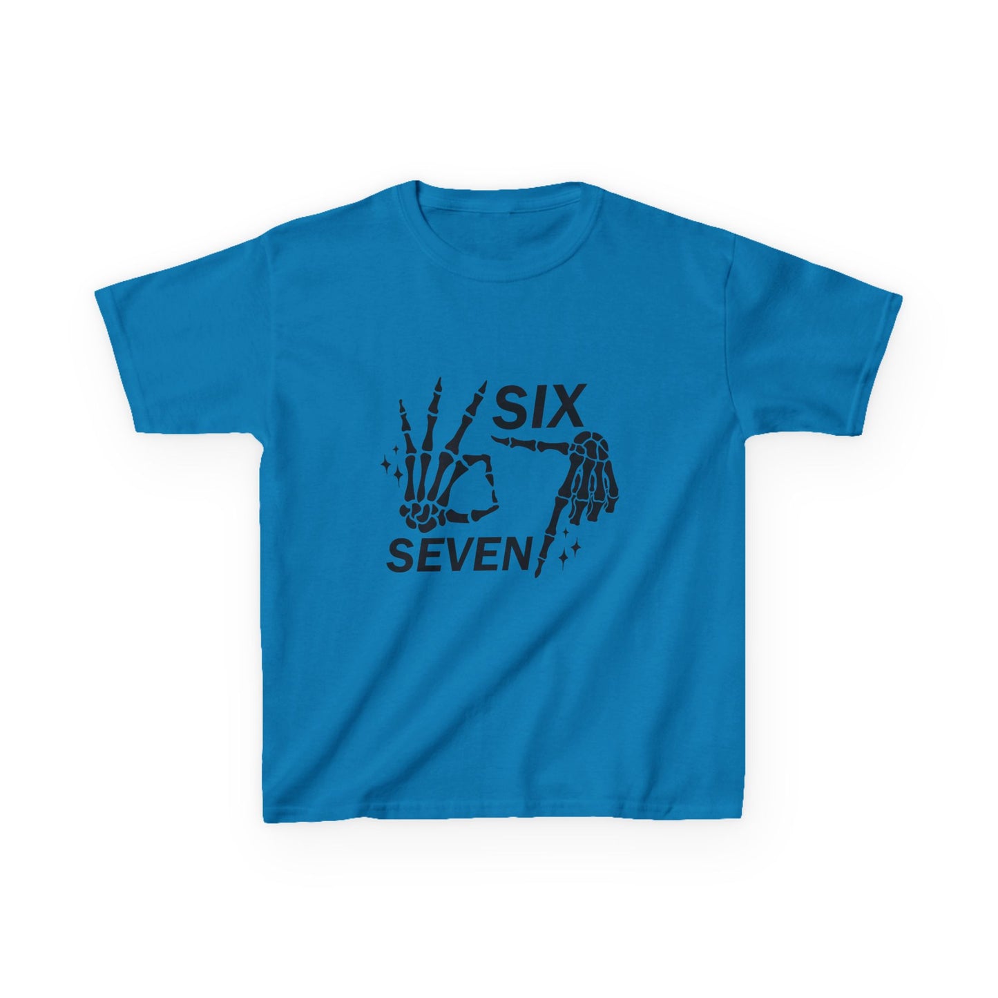 Kids Tee — 'Six Seven' Skeleton Hand Graphic Kids T‑Shirt (Skull Halloween Shirt)
