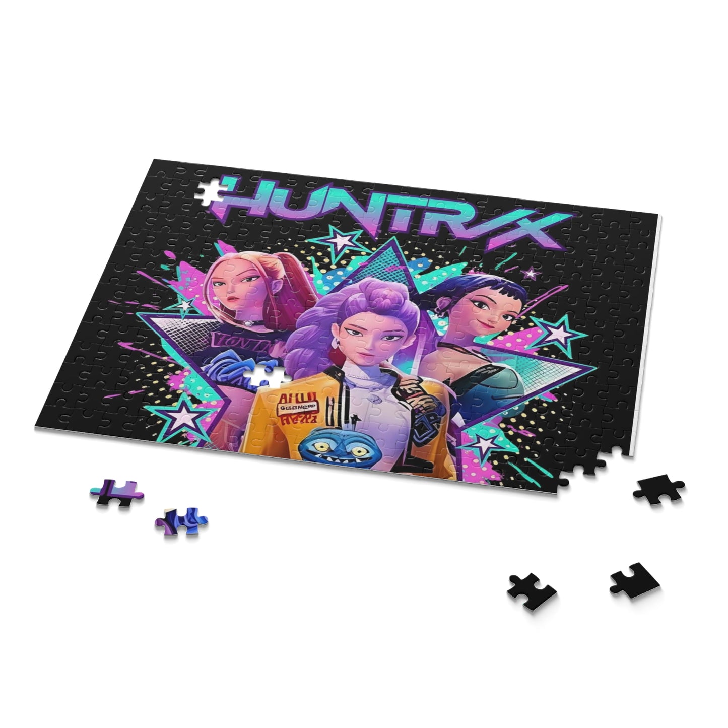 HUNTRX Neon Girl Squad Puzzle — 120/252/500-Piece Retro Pop Art Jigsaw