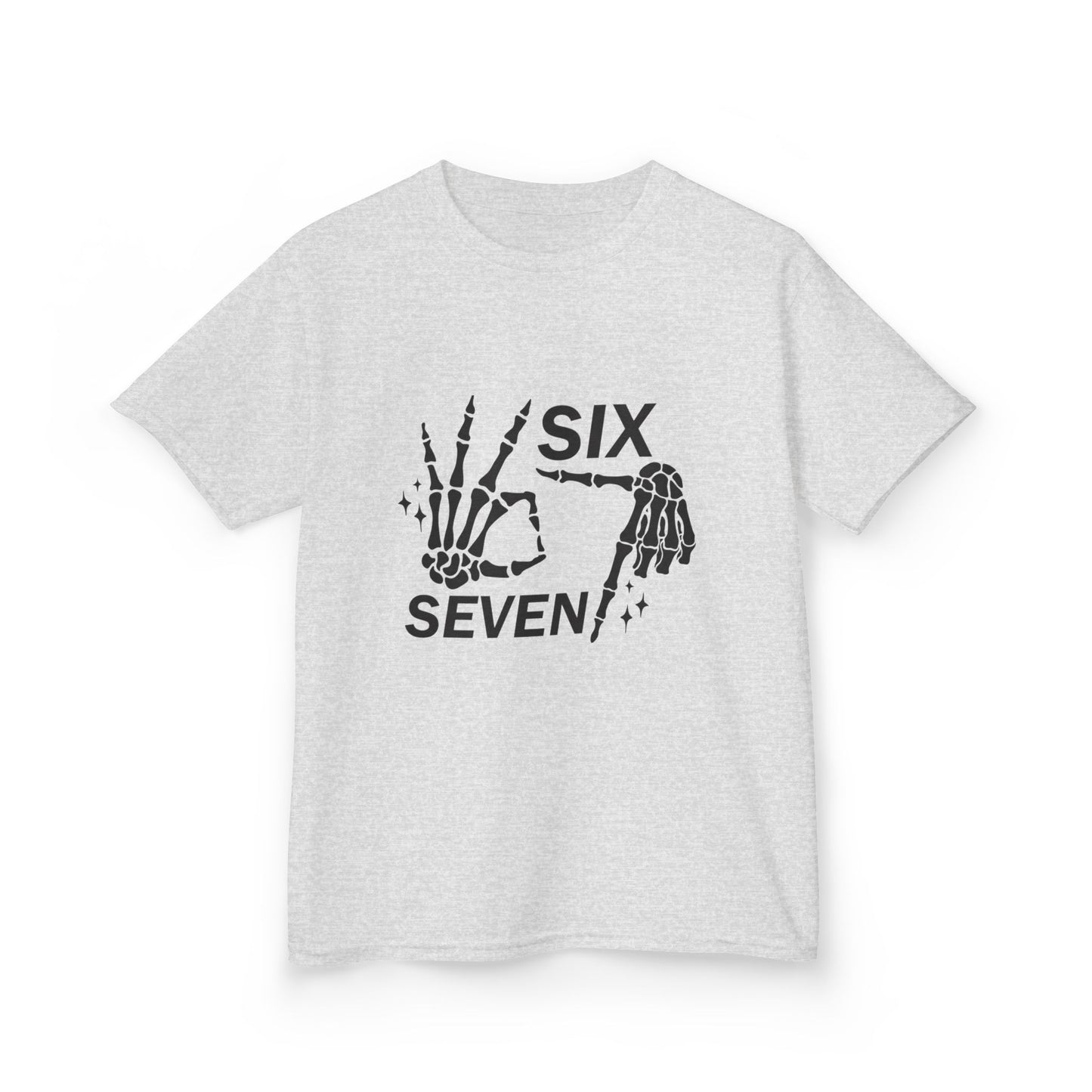 Kids Tee — 'Six Seven' Skeleton Hand Graphic Kids T‑Shirt (Skull Halloween Shirt)