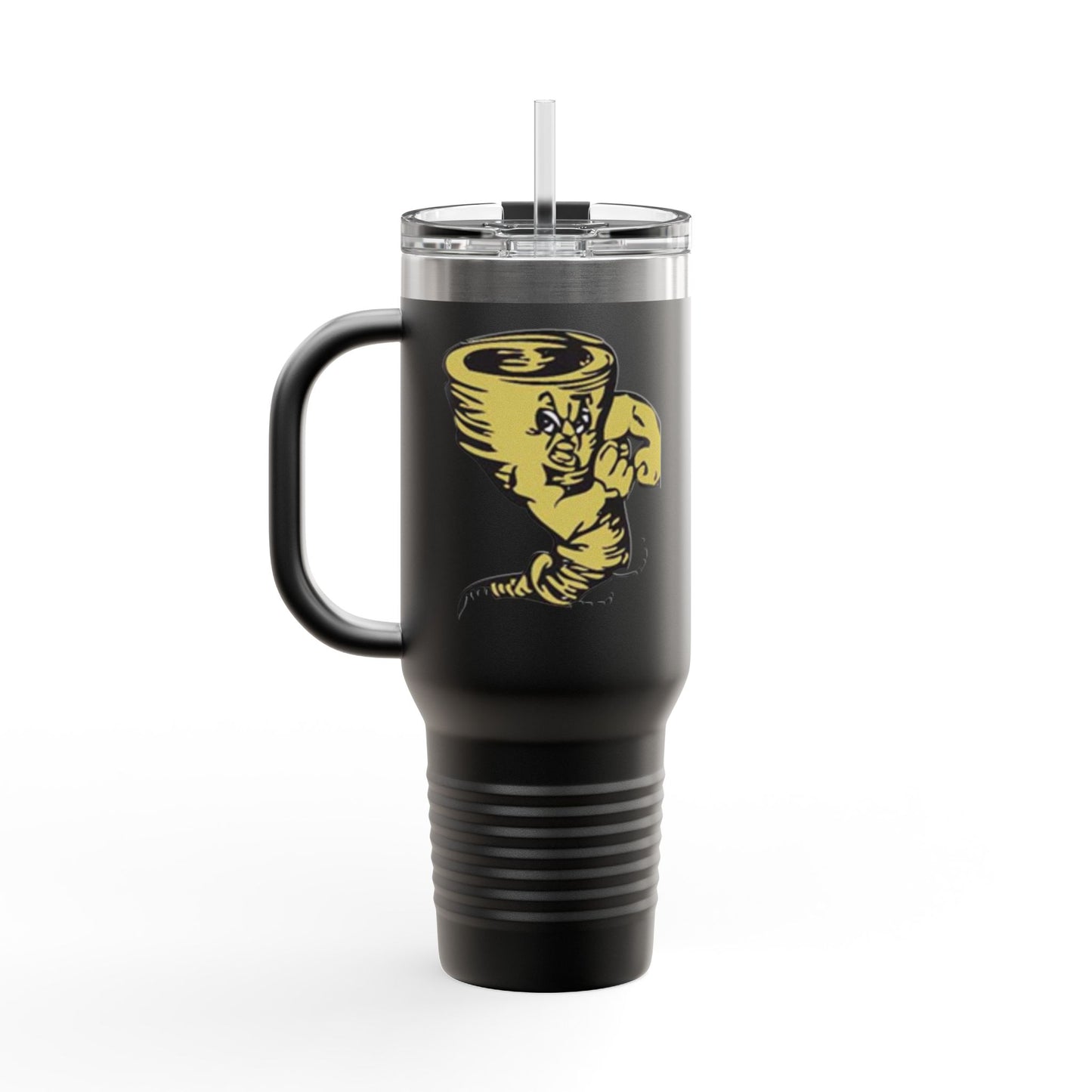 Lamesa Golden Tornadoes Yellow Monogram 40oz Insulated Travel Mug – Large Stainless Tumbler with Straw