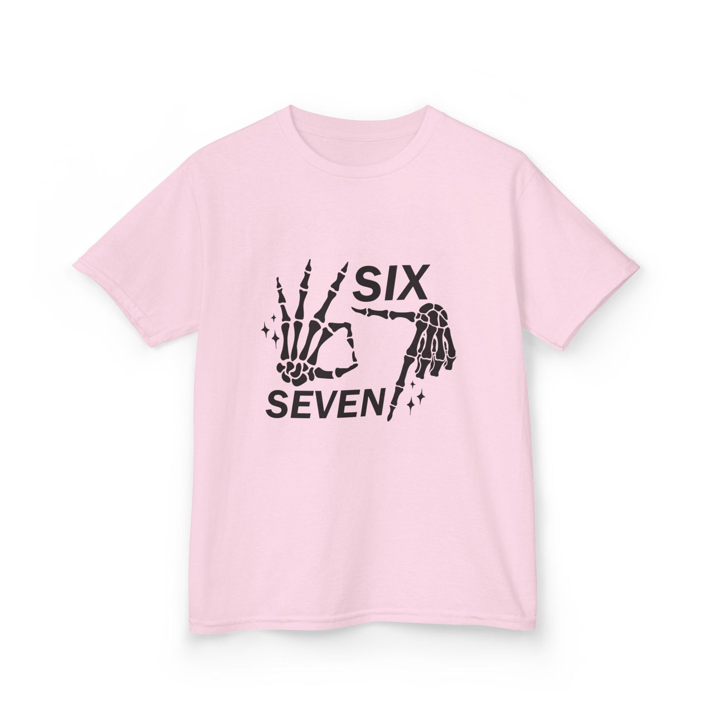 Kids Tee — 'Six Seven' Skeleton Hand Graphic Kids T‑Shirt (Skull Halloween Shirt)
