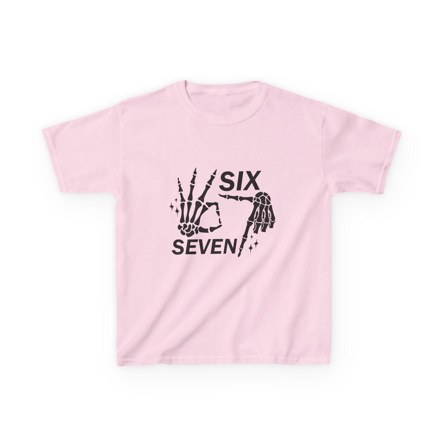 Kids Tee — 'Six Seven' Skeleton Hand Graphic Kids T‑Shirt (Skull Halloween Shirt)