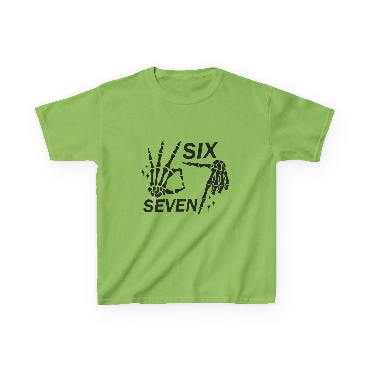 Kids Tee — 'Six Seven' Skeleton Hand Graphic Kids T‑Shirt (Skull Halloween Shirt)