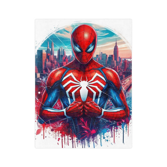 Spider Superhero Blanket – Vibrant Cityscape Velveteen Throw