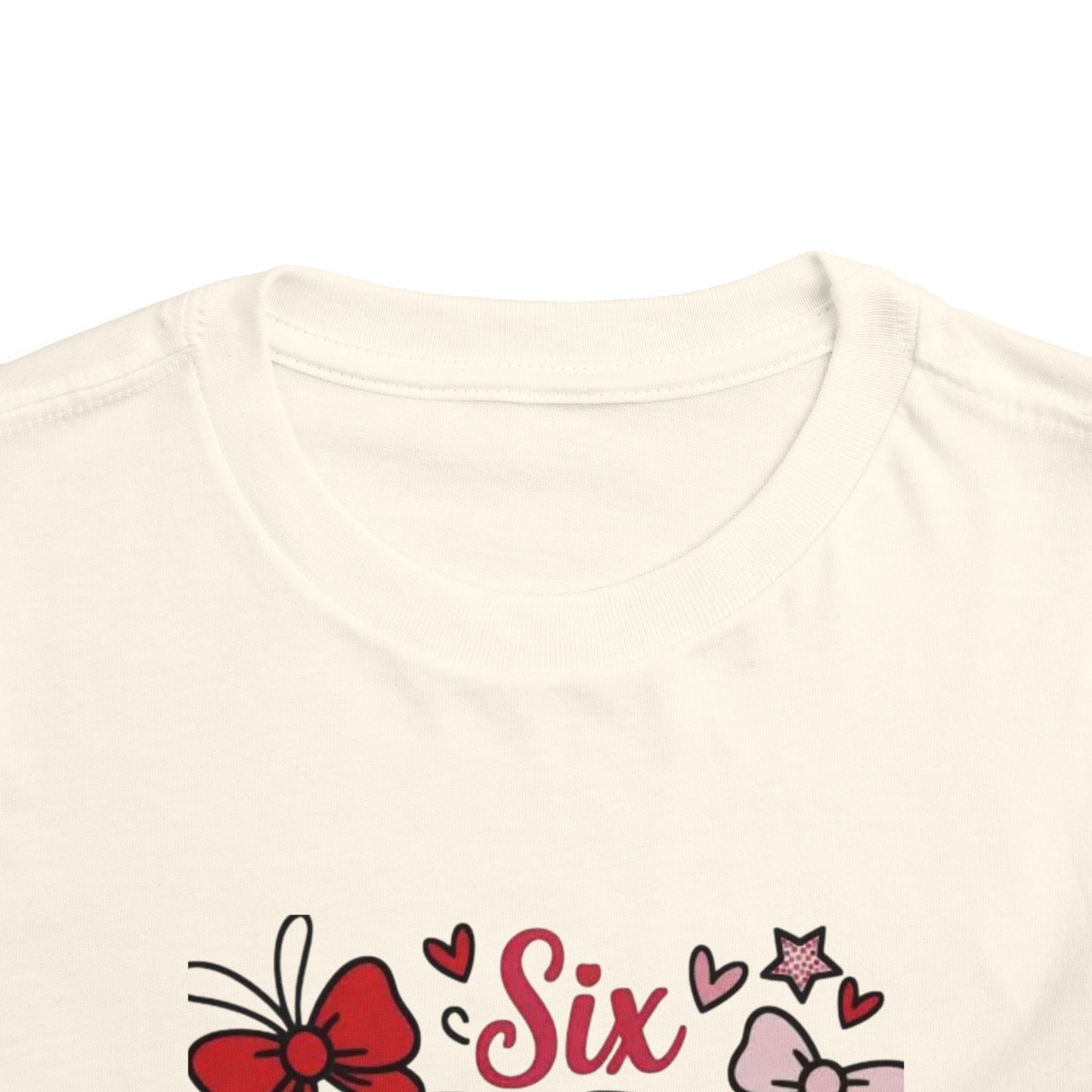 Girls' 'Six 67 Seven' Birthday Toddler Tee — Pink Bow 6th Birthday Shirt