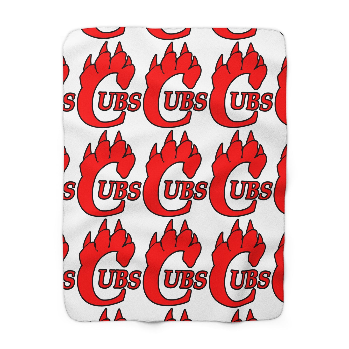 Cubs Repeat Logo Sherpa Fleece Blanket — Plush Red & White Team Pattern
