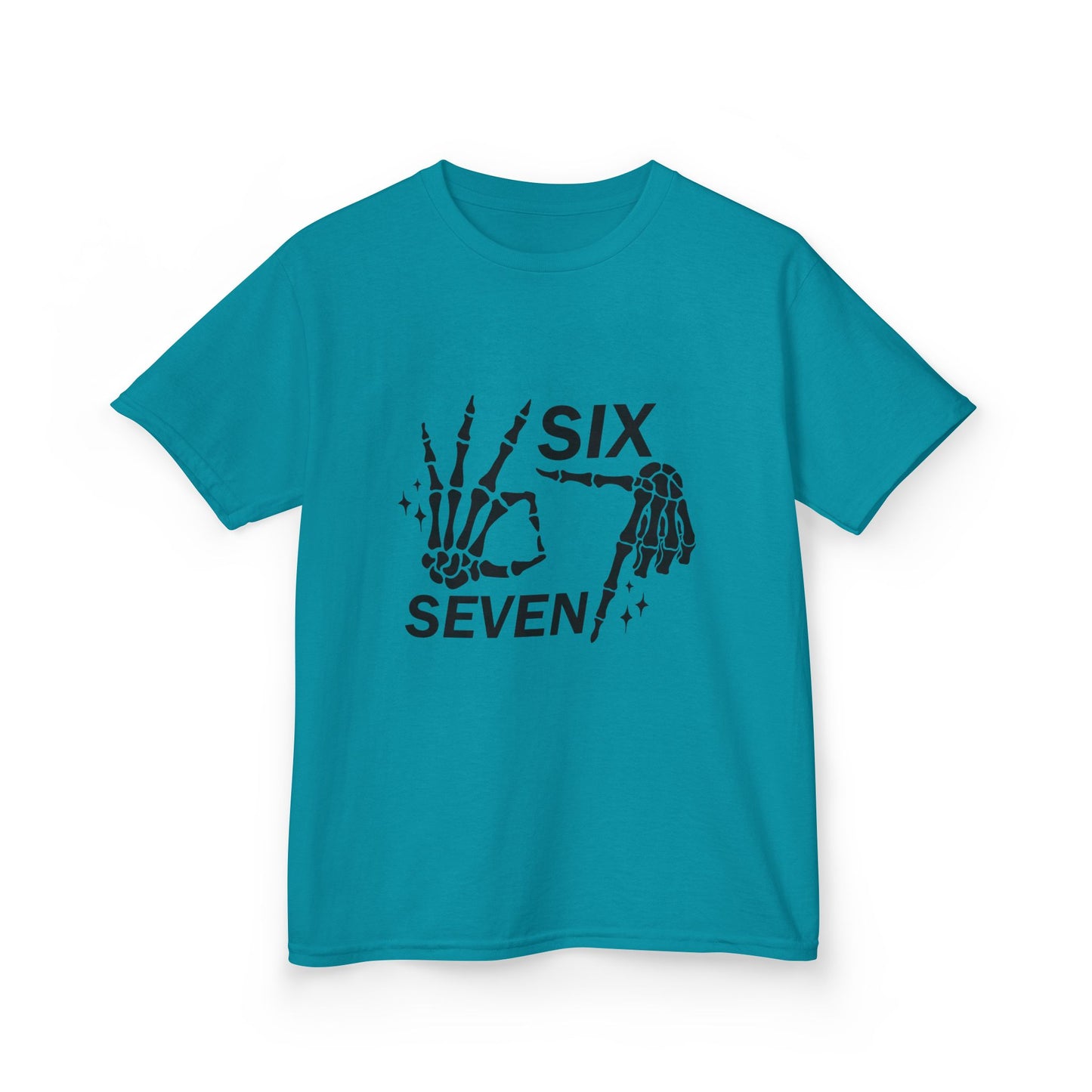 Kids Tee — 'Six Seven' Skeleton Hand Graphic Kids T‑Shirt (Skull Halloween Shirt)