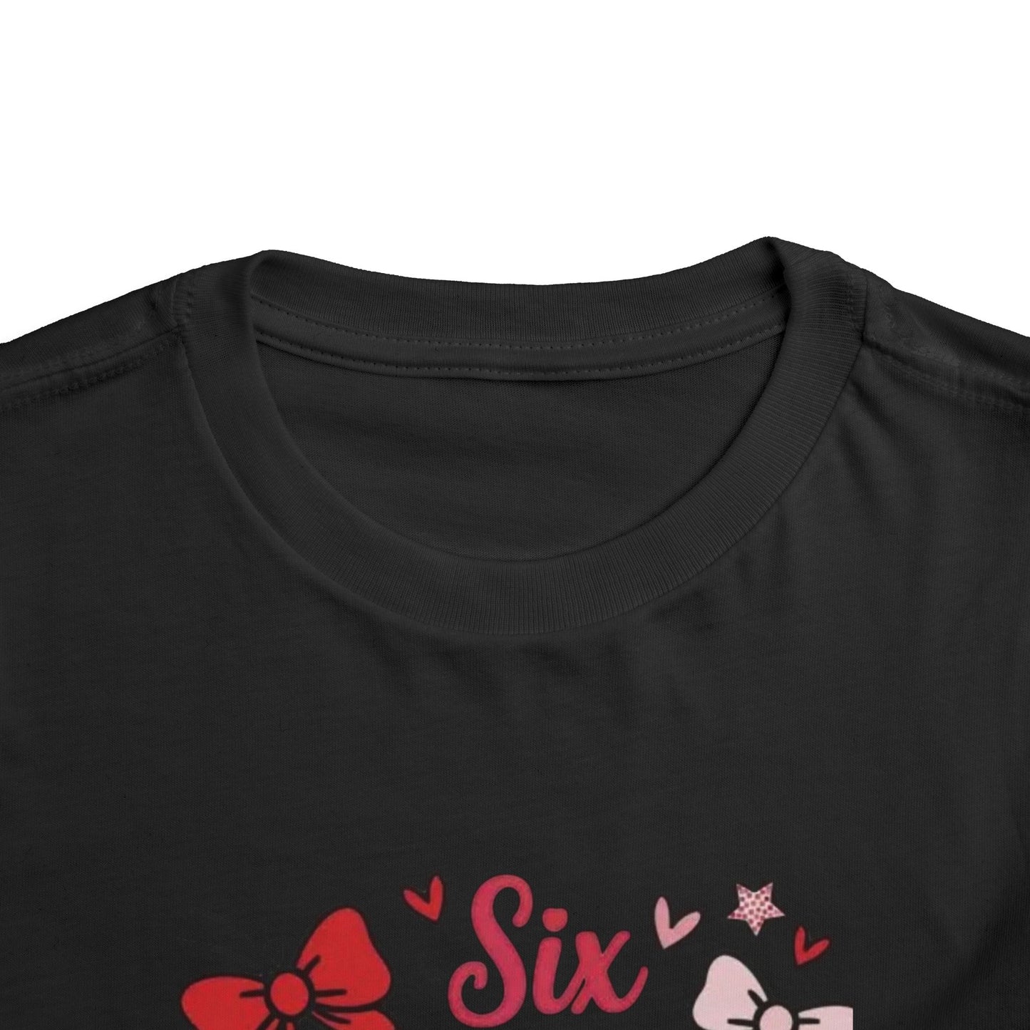 Girls' 'Six 67 Seven' Birthday Toddler Tee — Pink Bow 6th Birthday Shirt