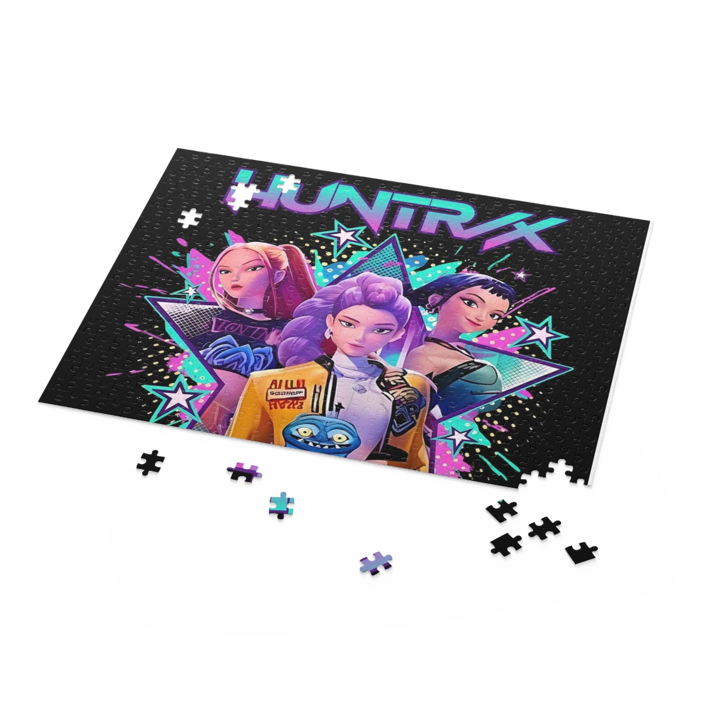 HUNTRX Neon Girl Squad Puzzle — 120/252/500-Piece Retro Pop Art Jigsaw