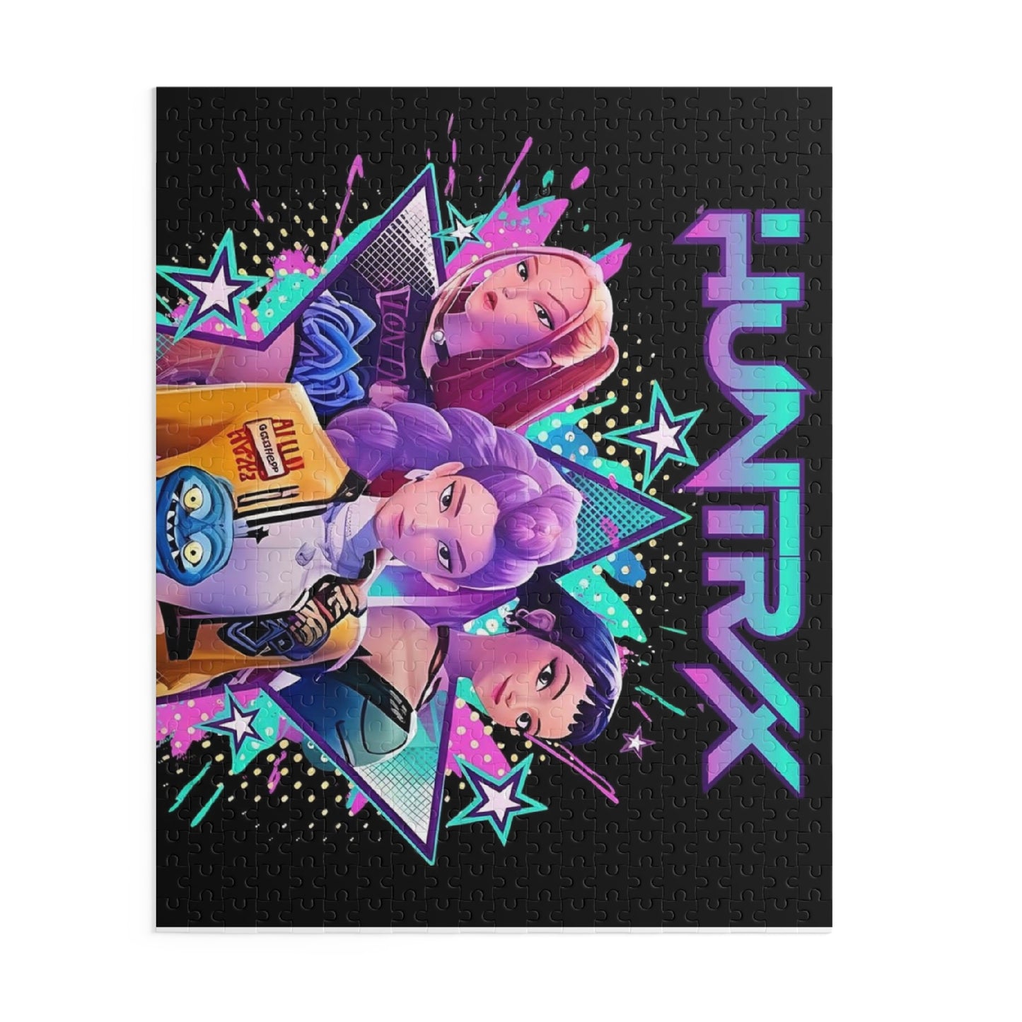 HUNTRX Neon Girl Squad Puzzle — 120/252/500-Piece Retro Pop Art Jigsaw