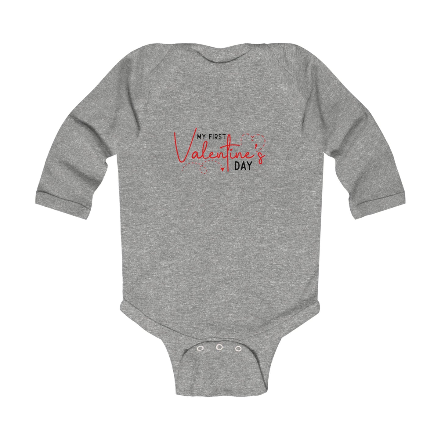 Infant Bodysuit - "My First Valentine's Day" Long Sleeve Baby Onesie