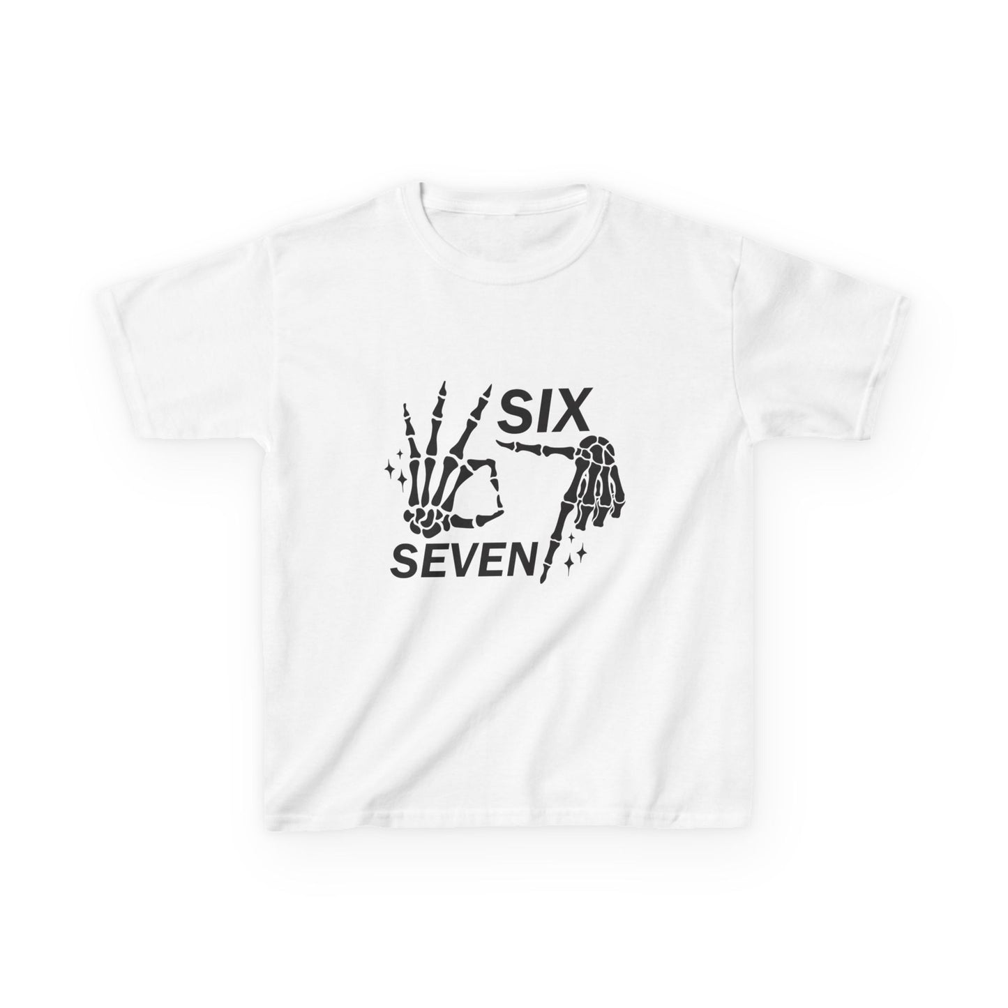 Kids Tee — 'Six Seven' Skeleton Hand Graphic Kids T‑Shirt (Skull Halloween Shirt)