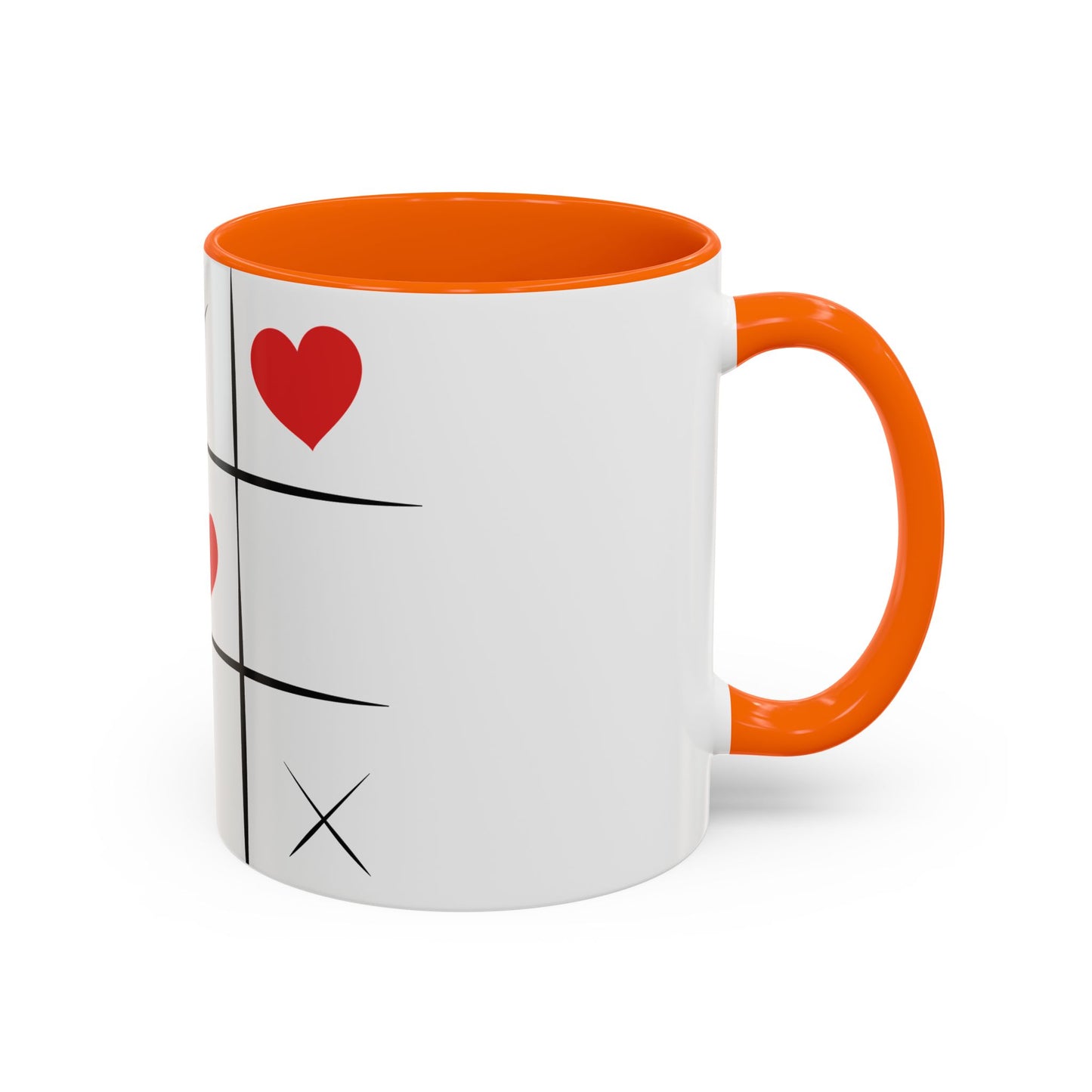 Heart Tic-Tac-Toe Accent Coffee Mug — Romantic Red Heart Game Design (11/15oz)