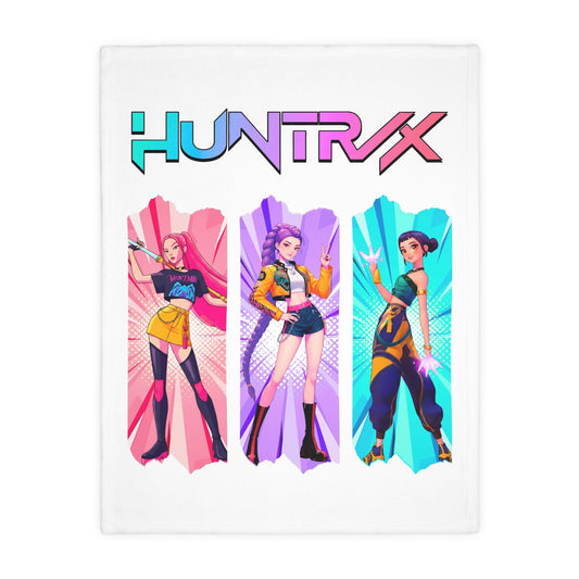 Velveteen Microfiber Blanket — HUNTRX K-Pop Style Character Art Throw