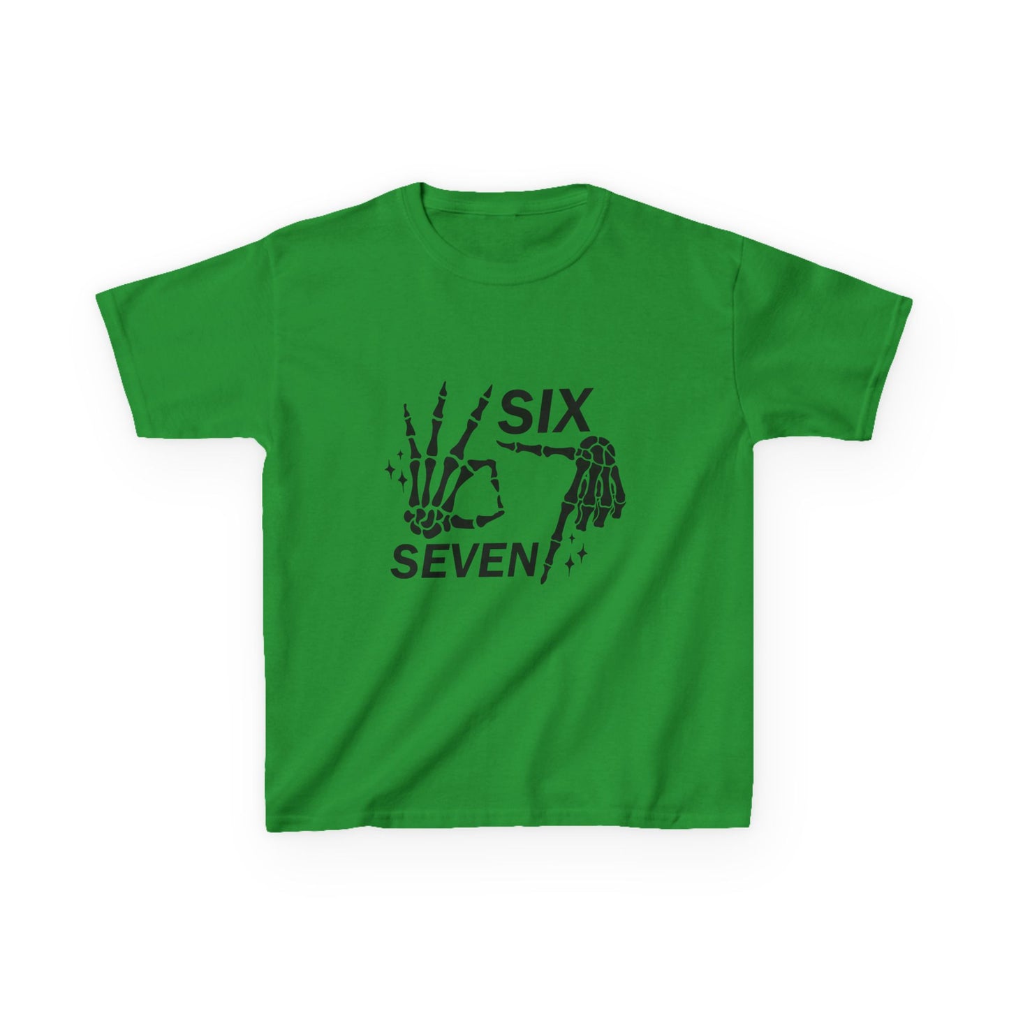Kids Tee — 'Six Seven' Skeleton Hand Graphic Kids T‑Shirt (Skull Halloween Shirt)