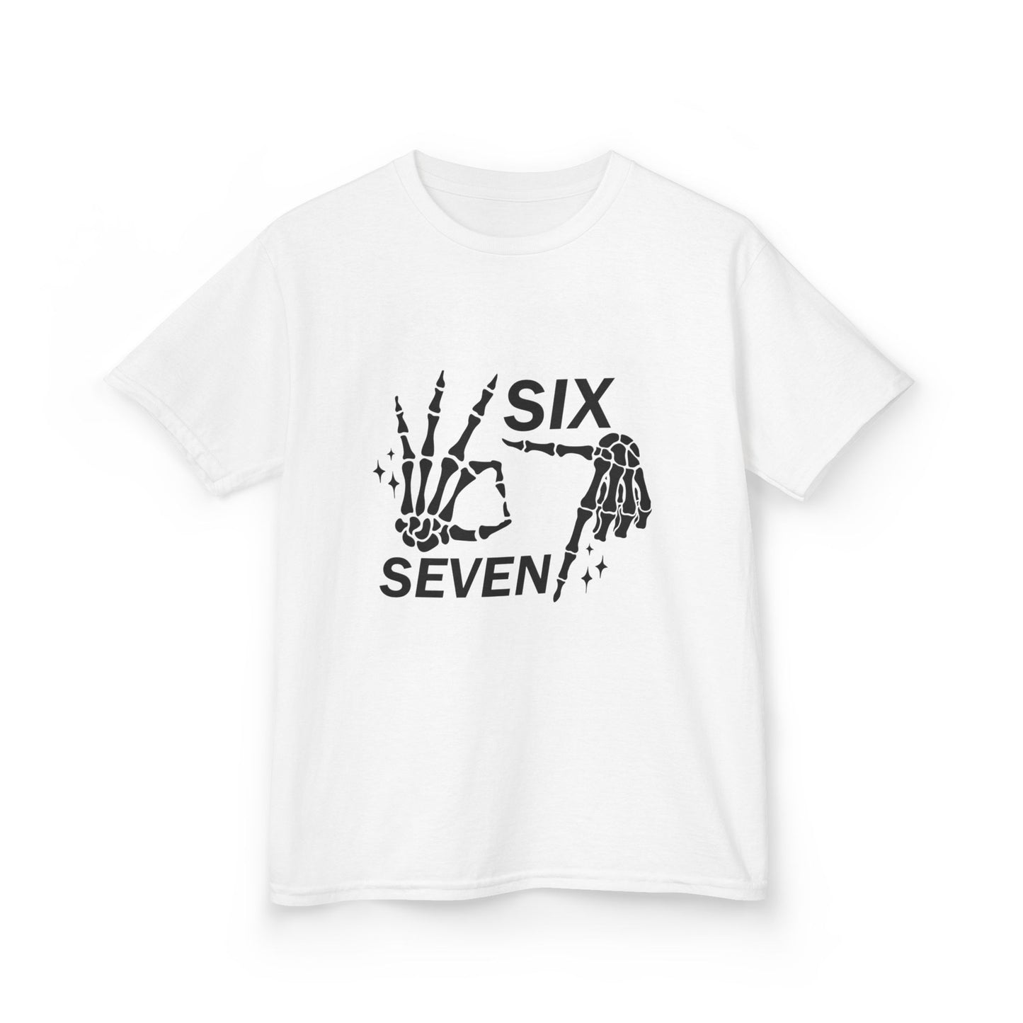 Kids Tee — 'Six Seven' Skeleton Hand Graphic Kids T‑Shirt (Skull Halloween Shirt)