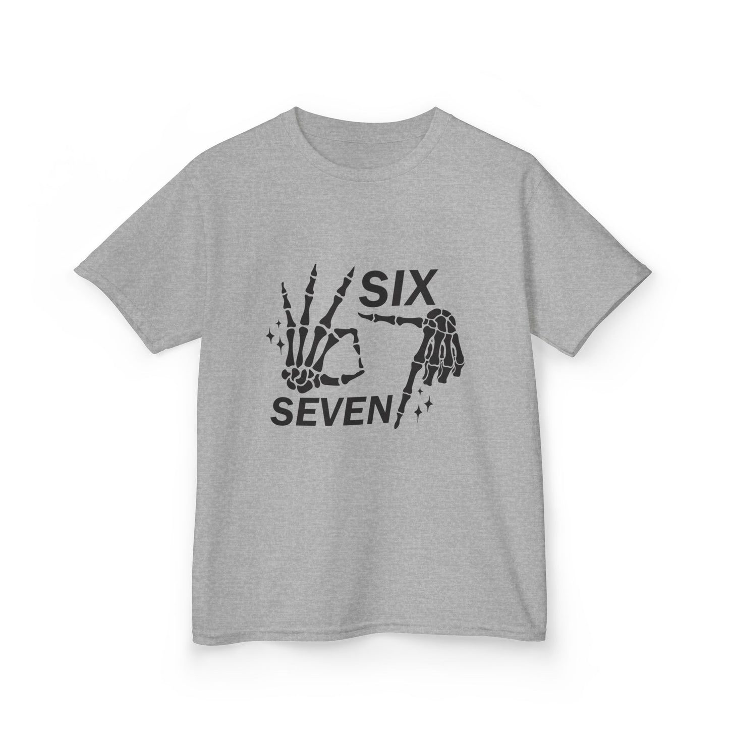 Kids Tee — 'Six Seven' Skeleton Hand Graphic Kids T‑Shirt (Skull Halloween Shirt)