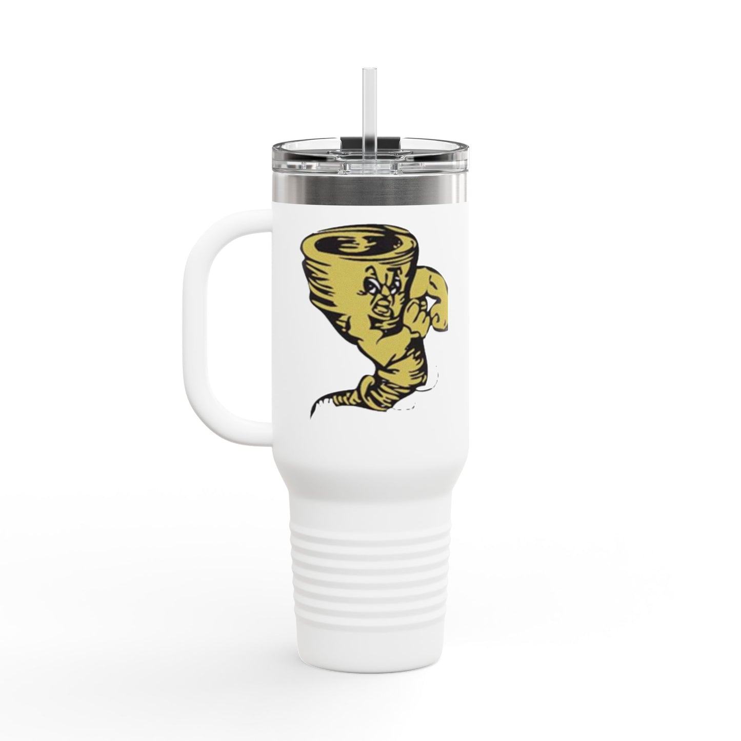 Lamesa Golden Tornadoes Yellow Monogram 40oz Insulated Travel Mug – Large Stainless Tumbler with Straw