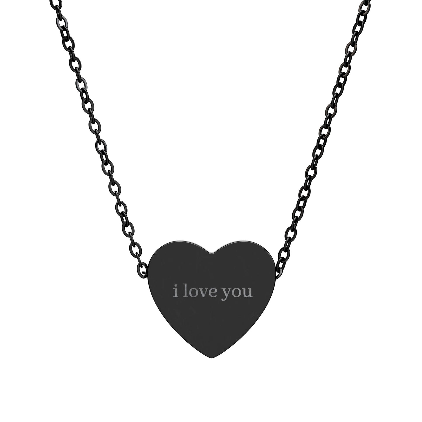 Engraved Heart Necklace — "I Love You" Pendant