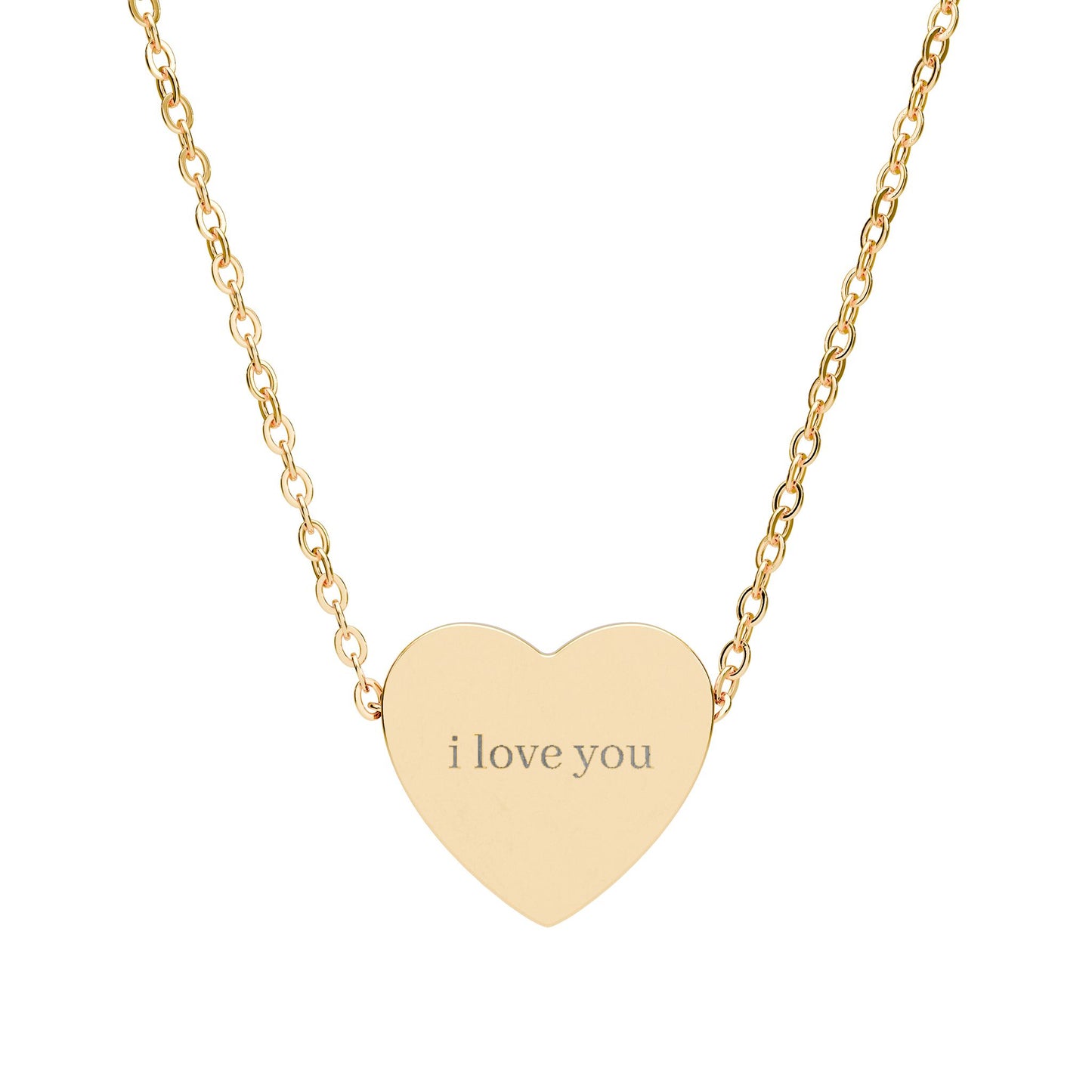 Engraved Heart Necklace — "I Love You" Pendant