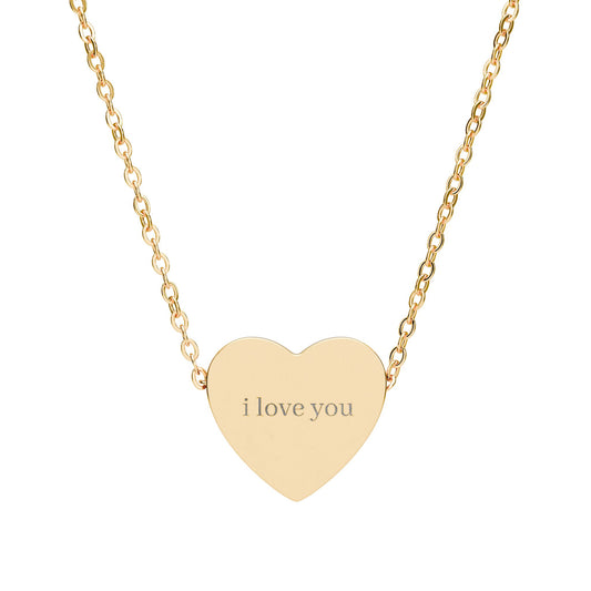 Engraved Heart Necklace — "I Love You" Pendant