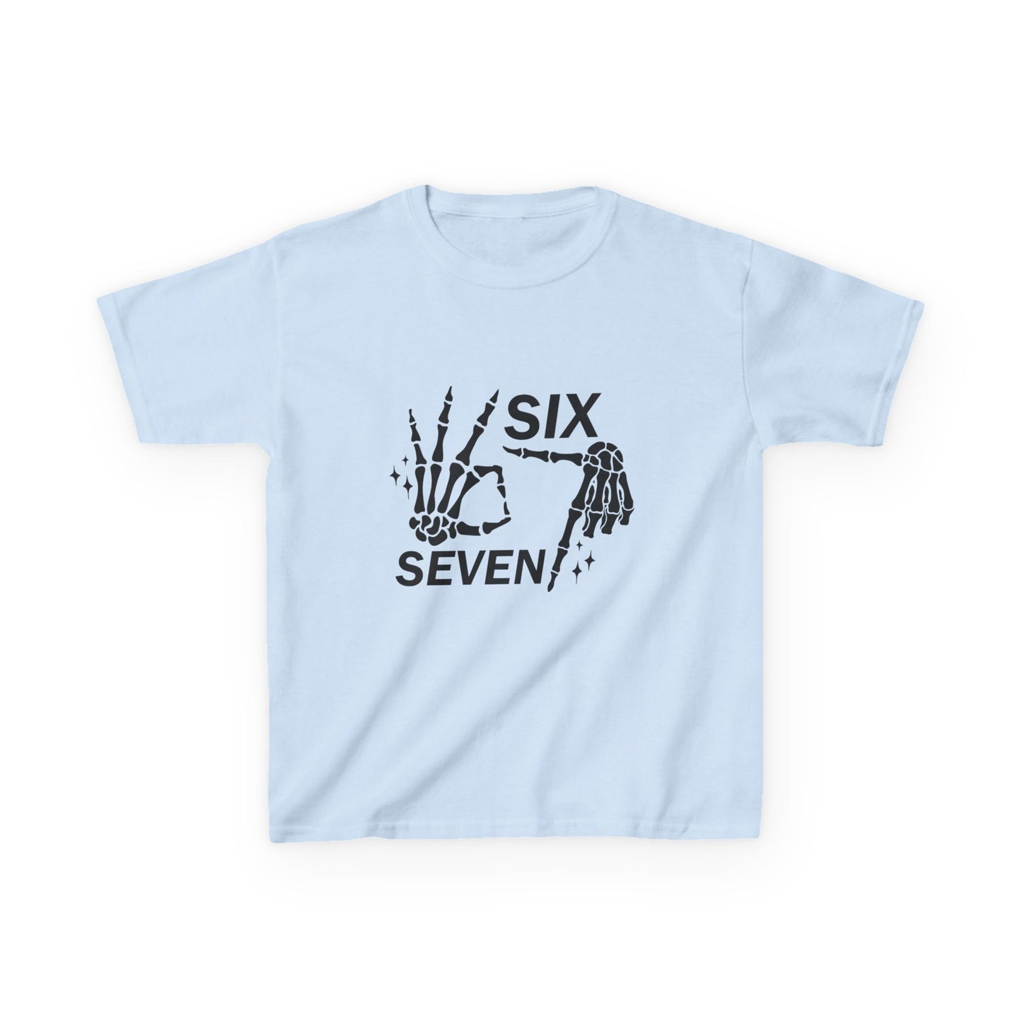Kids Tee — 'Six Seven' Skeleton Hand Graphic Kids T‑Shirt (Skull Halloween Shirt)