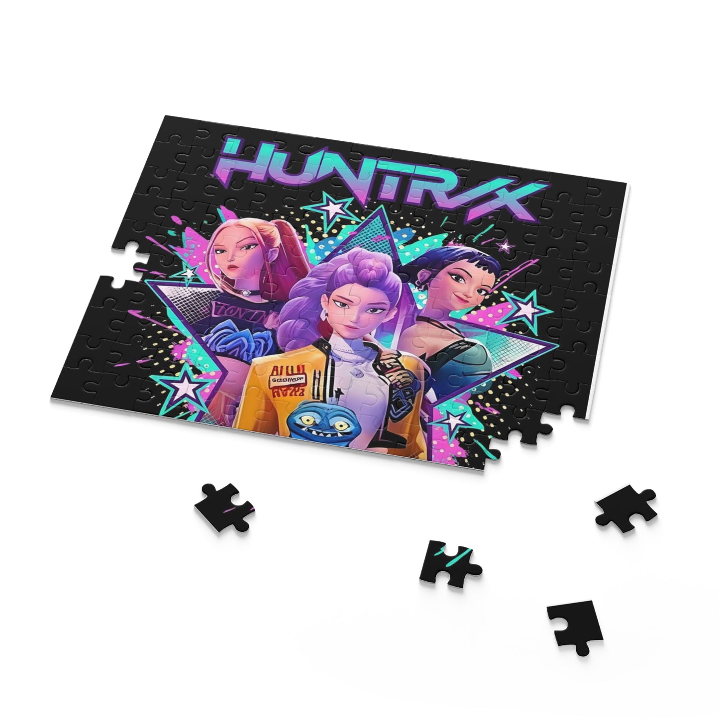 HUNTRX Neon Girl Squad Puzzle — 120/252/500-Piece Retro Pop Art Jigsaw