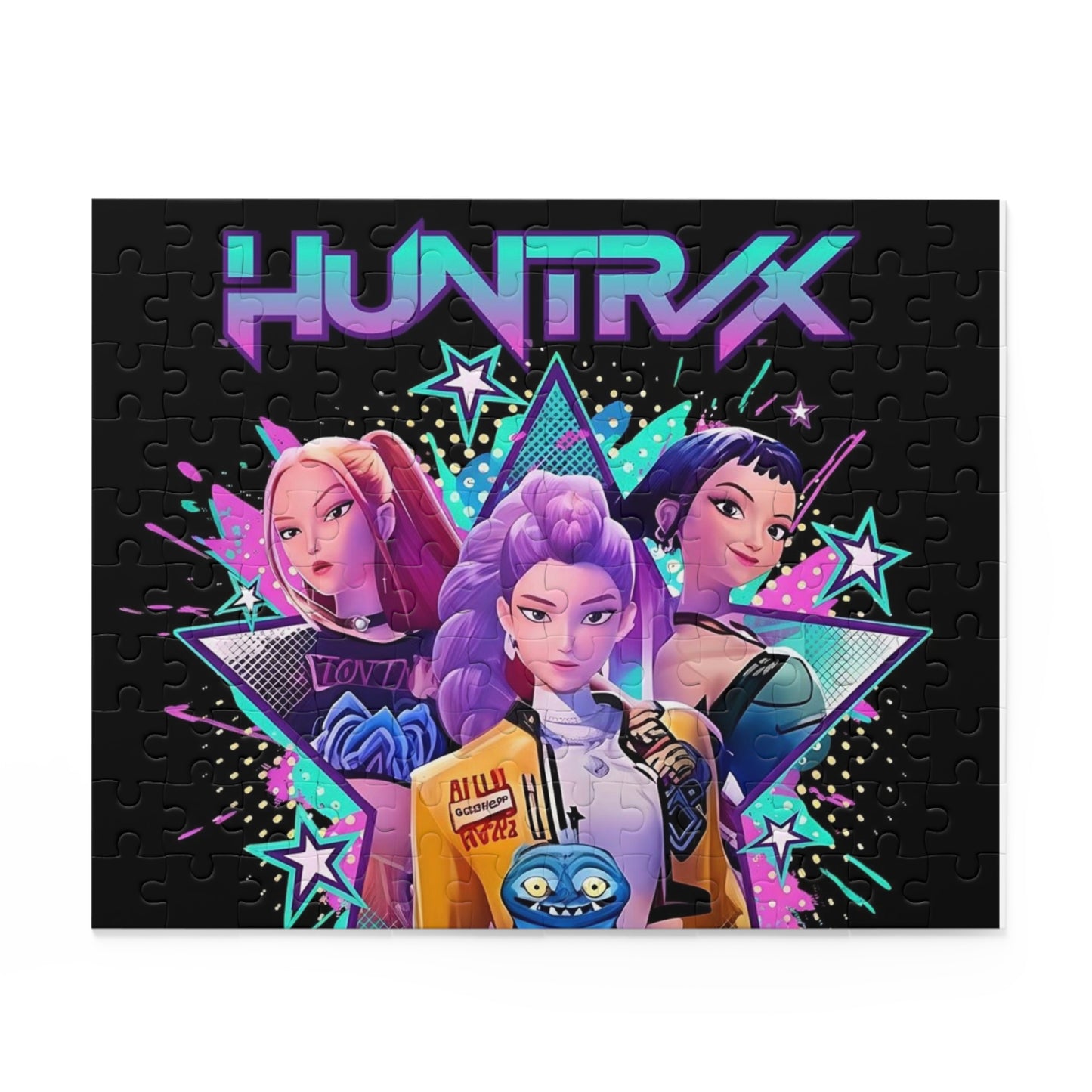 HUNTRX Neon Girl Squad Puzzle — 120/252/500-Piece Retro Pop Art Jigsaw