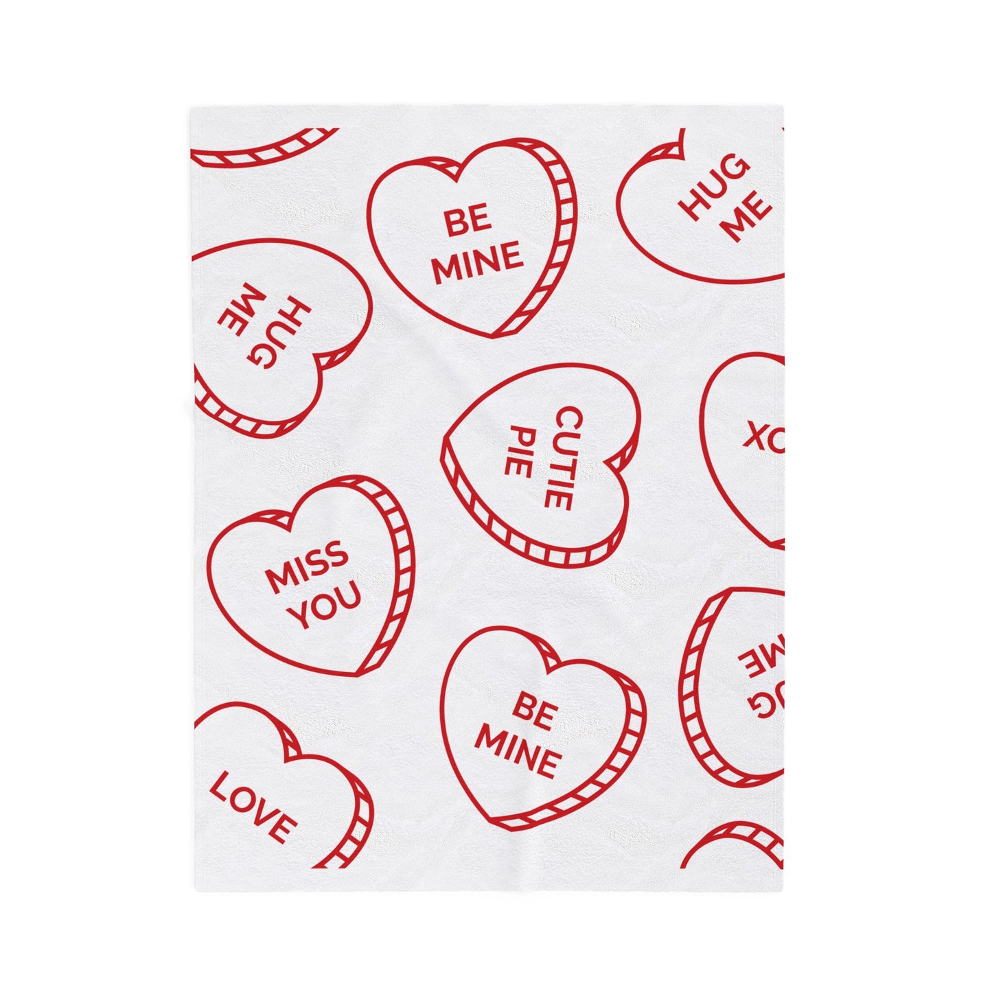 Valentine Conversation Hearts Velveteen Plush Blanket