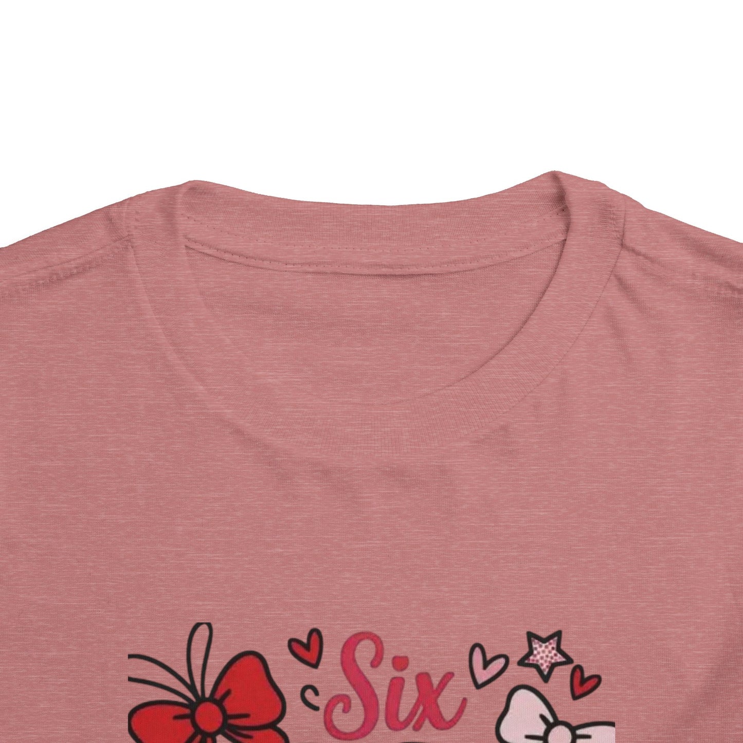 Girls' 'Six 67 Seven' Birthday Toddler Tee — Pink Bow 6th Birthday Shirt