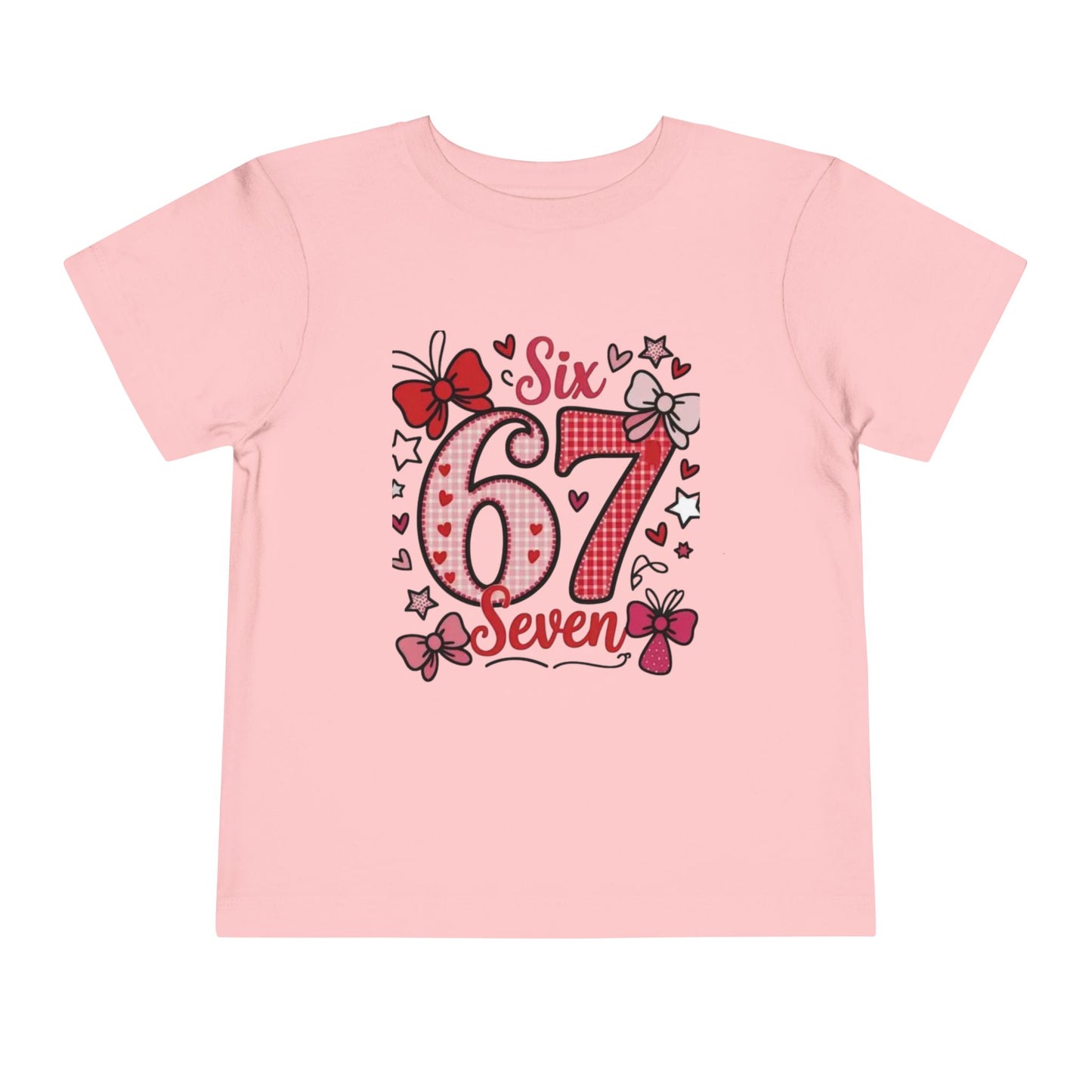 Girls' 'Six 67 Seven' Birthday Toddler Tee — Pink Bow 6th Birthday Shirt