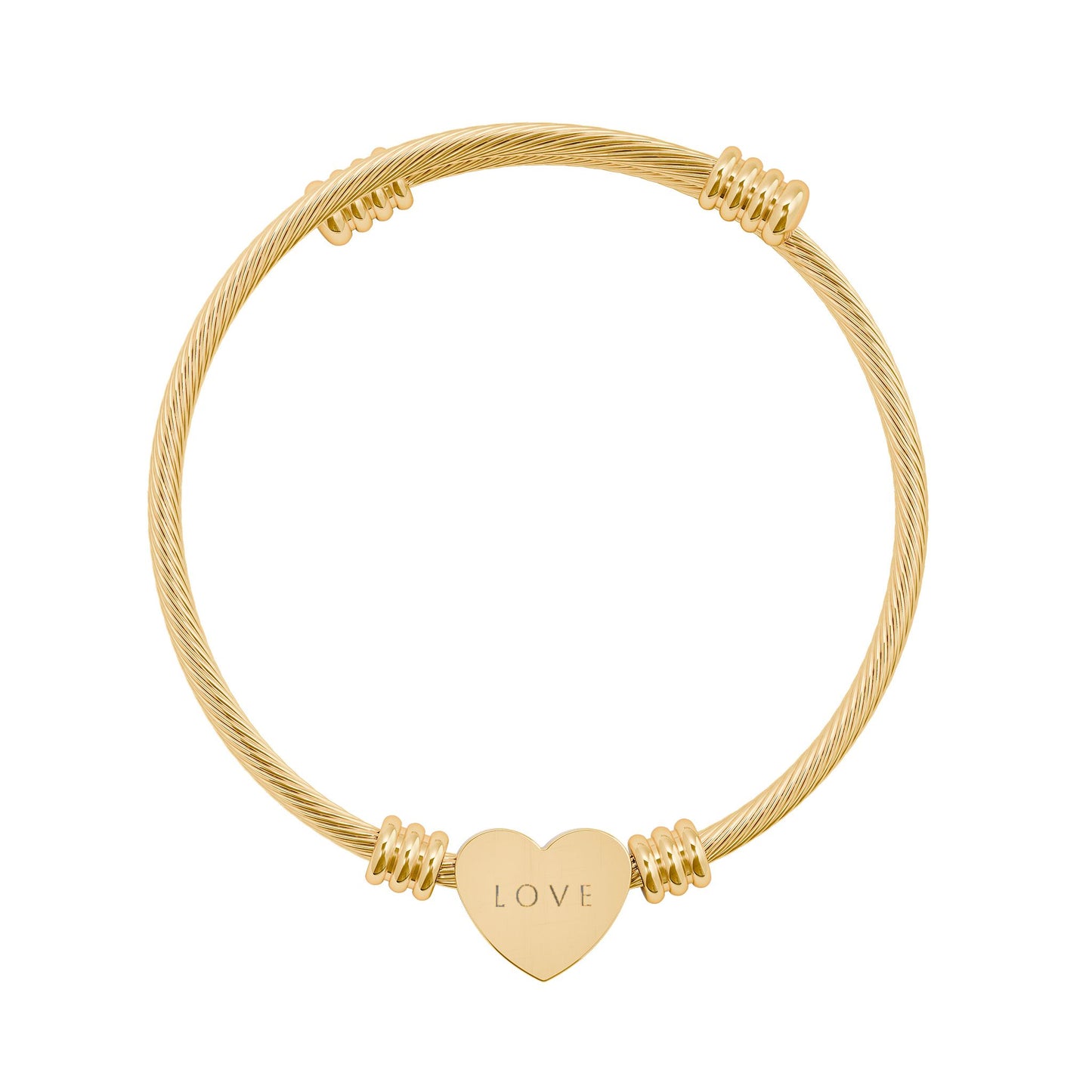 Engravable Heart Cuff Bracelet — Personalized Stainless Steel Bangle